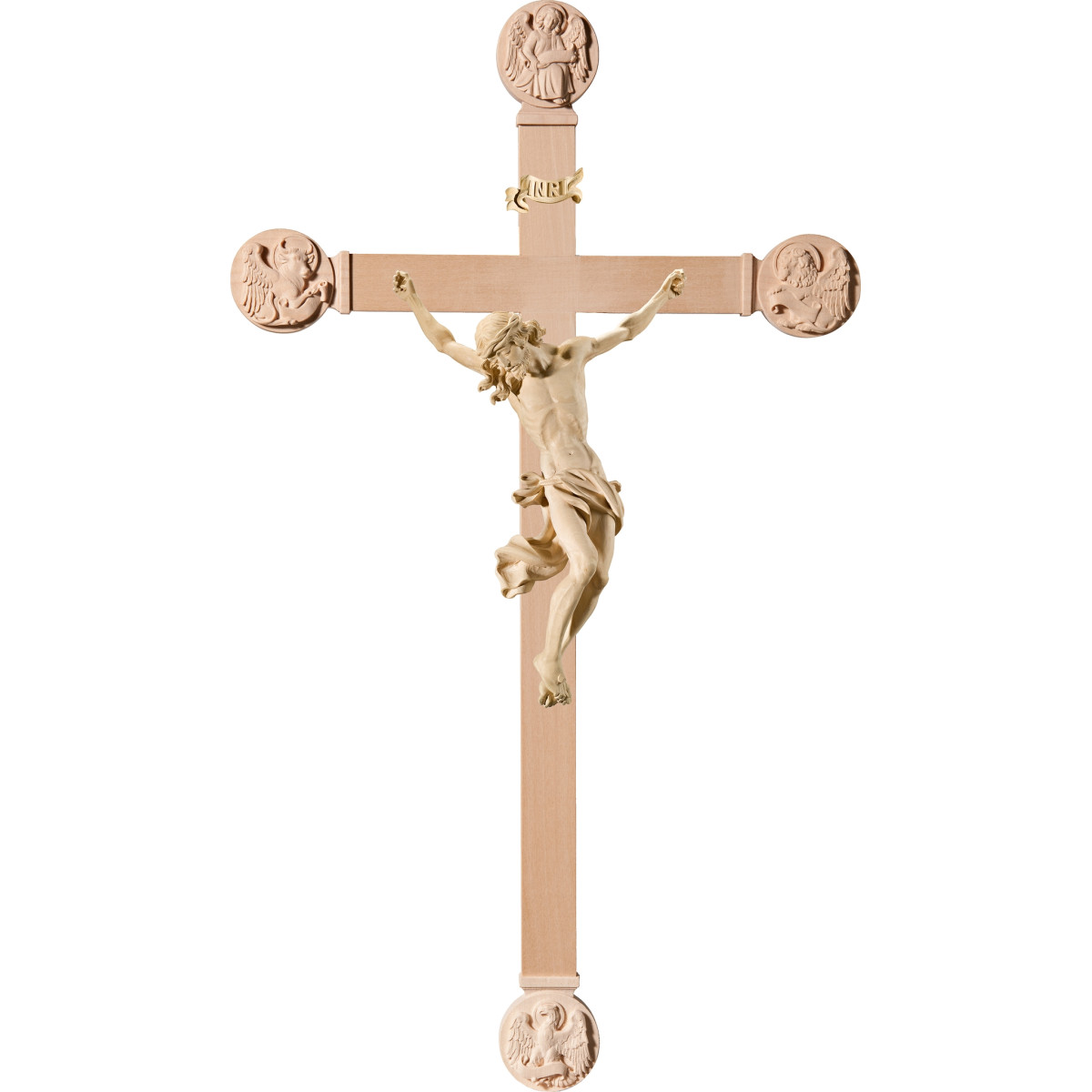 Cristo Barroco en cruz con Evangelistas
